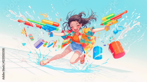 Songkran Splash: Joyful Water Gun Fun