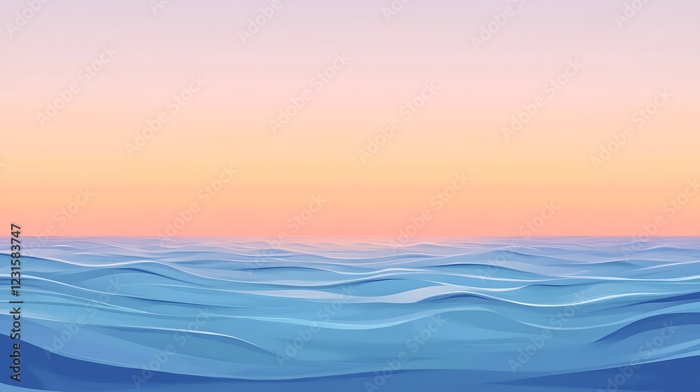 Obraz premium Serene Ocean Waves Under a Pastel Sunset Sky