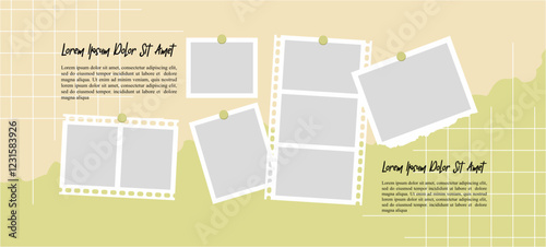 Pictures or photos frame collage. comics page grid layout abstract photo frames and digital photo wall template