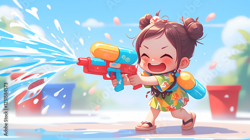 Songkran Splash: Joyful Water Gun Fun