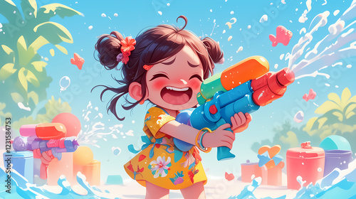 Songkran Splash: Joyful Water Gun Fun