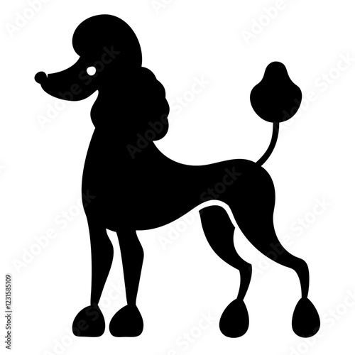 Poodle dog silhouette standing with playful pose vector illustration