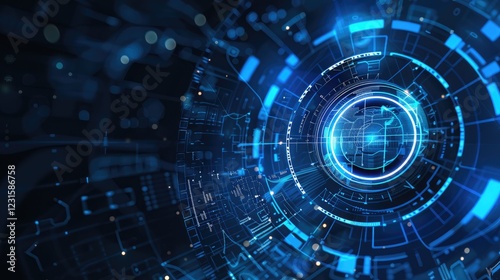 Futuristic circle vector HUD interface screen design, abstract style on blue background. Abstract vector background Innovative concepts in communication design