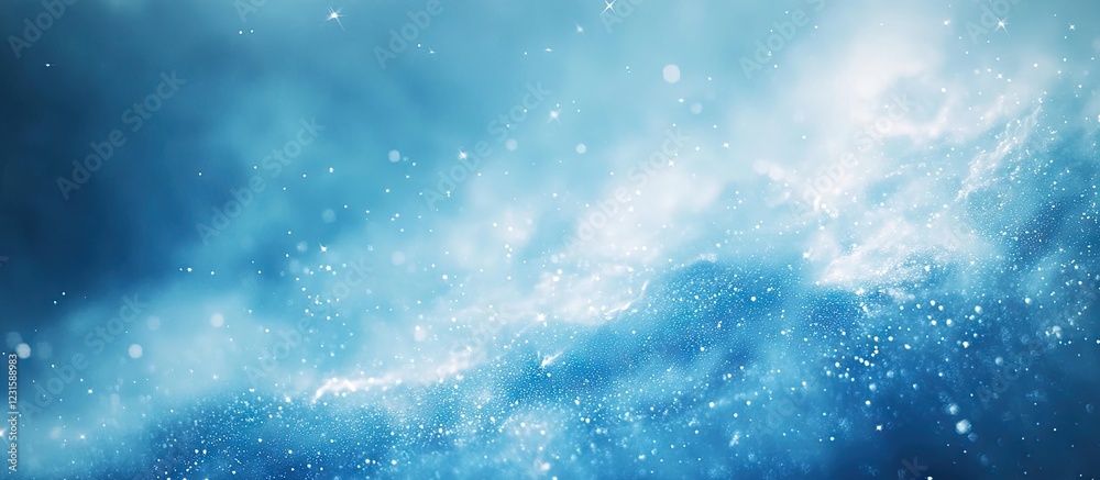 Bright cosmic nebula with shimmering glittering light on a gradient blue background showcasing vibrant swirling hues of azure and deep navy tones. Bright cosmic nebula with shimmering glittering light on a gradient blue background showcasing vibrant swirling hues of azure and deep navy tones.