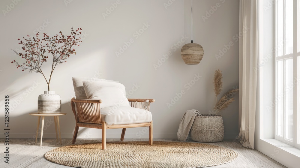 Obraz premium Modern living room with armchairs Scandinavian style interior design