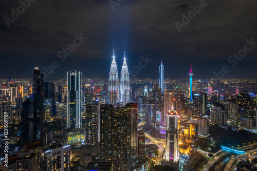 view of the city's vibrant energy, captured in the glow of countless lights.