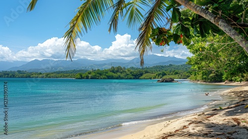 Fototapeta Naklejka Na Ścianę i Meble -  Samana peninsula concept, view of Playa (beach) Rincon