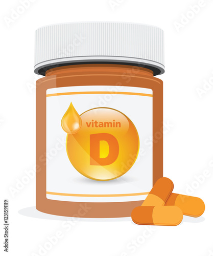 Vitamin D Bottle stock illustration