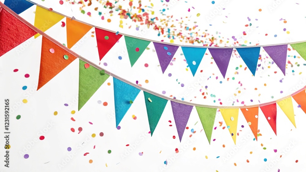 Obraz premium Colorful Celebration Pennant Chain with Confetti for Festive Decor