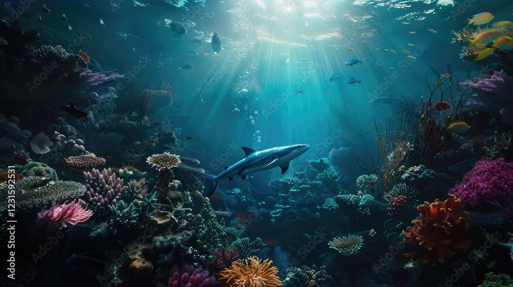 Underwater view and sea life Underwater view and sea life