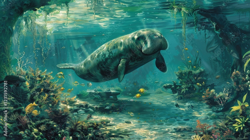 Fototapeta premium West Indian manatee concept