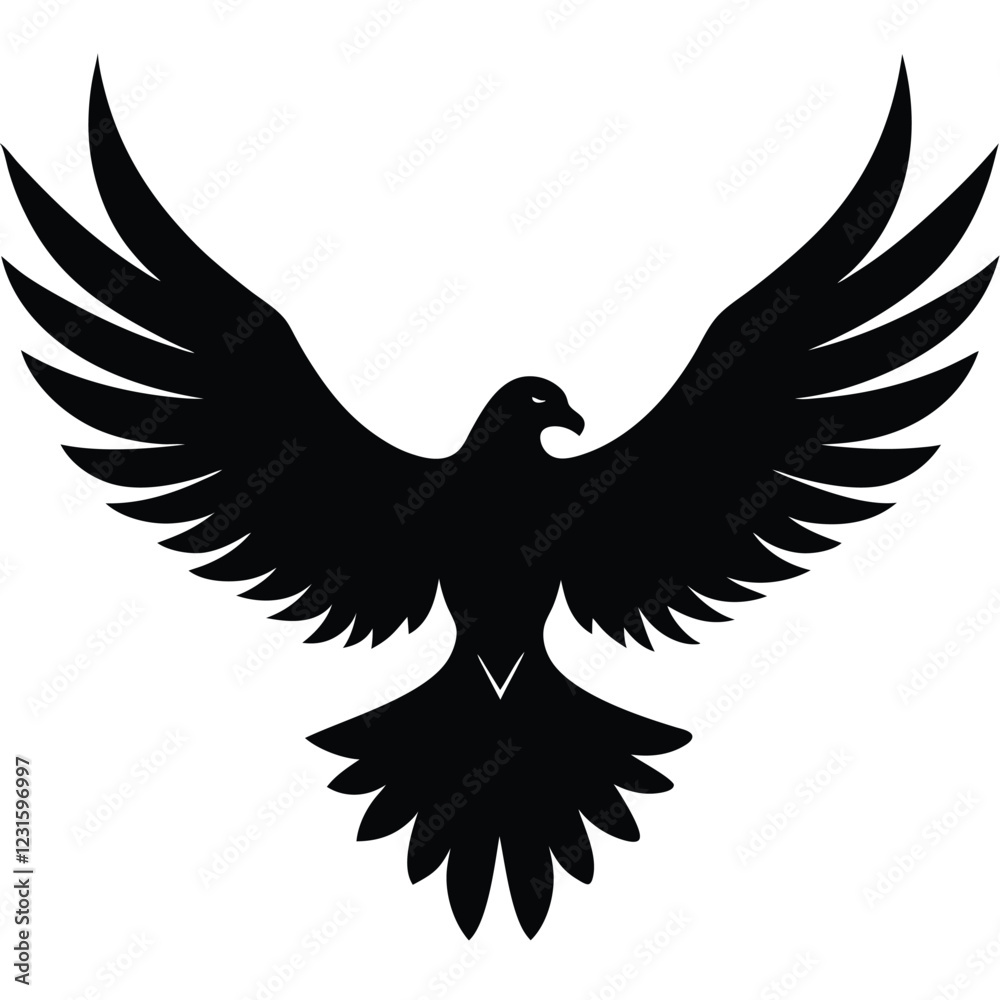 Fototapeta premium Flying eagle symbol vector icon.