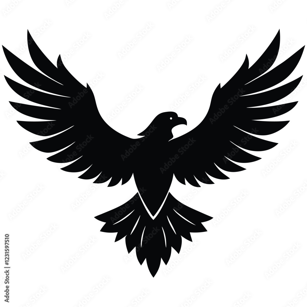 Fototapeta premium Flying eagle symbol vector icon.