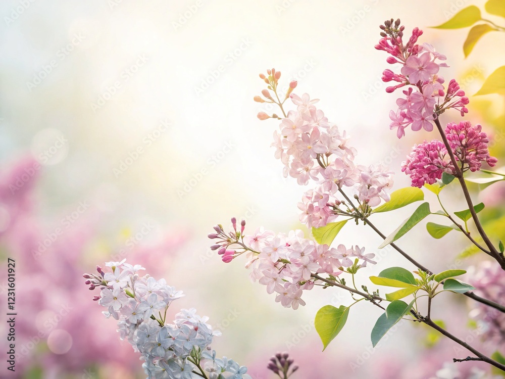 Fototapeta premium Pastel Botanical Dreamy Backgrounds, Soft Colors, High Detail