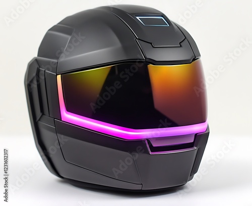 Futuristic Helmet Studio Shot, Lights, Design photo