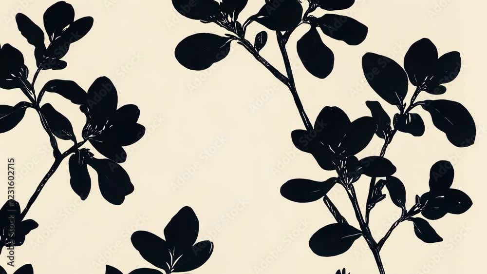 Black floral patterns on a light background create an elegant and simplistic design suitable for various decor styles