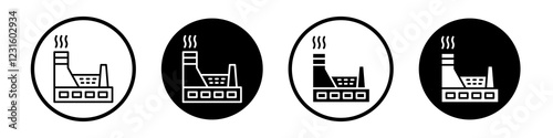 Power plant icon collection in black and white filled and outlined style for web.