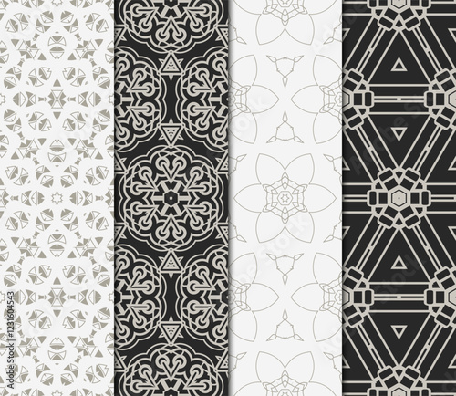 set of Seamless texture of floral ornament. Vector illustration. For the interior design, printing, web and textile