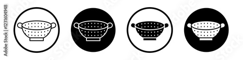 Strainer icon collection in black and white filled and outlined style for web.