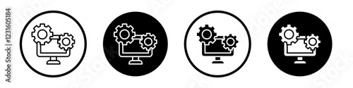 System icon collection in black and white filled and outlined style for web.