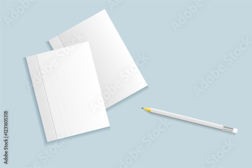 Notebook, vector paper and pencil