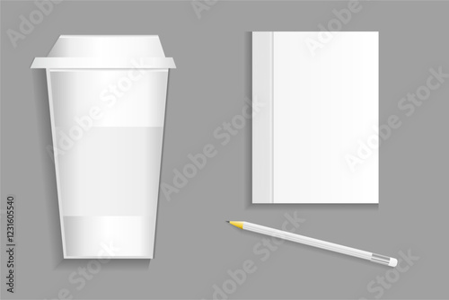 Mock Up set of corporate identity and branding on light background. Vector illustration