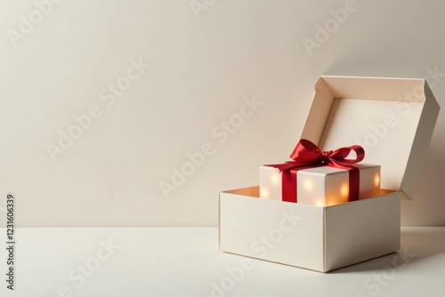 Illuminated Gift Box in a Larger Container, Ready for a Special Occasion