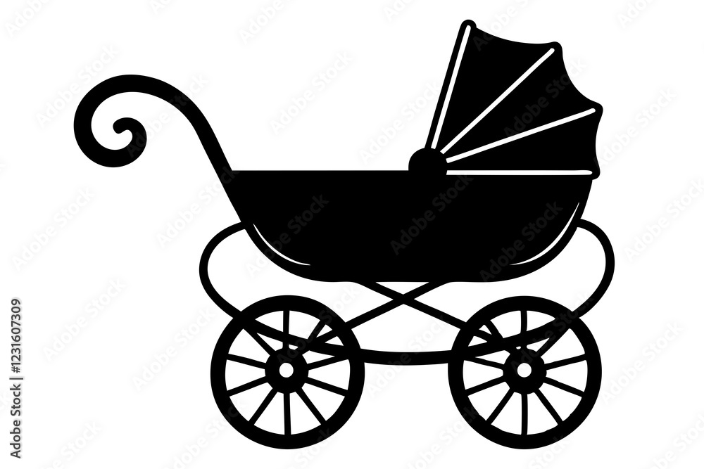Baby Carriage Icon, Baby Pram Silhouette Vector, Baby Carriage Silhouette Baby Carriage Icon, Baby Pram Silhouette Vector, Baby Carriage Silhouette