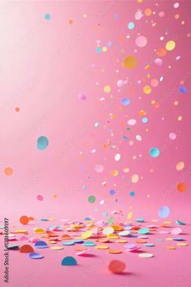 Rainbow confetti scattering across soft pink, dynamic texture , pastel pink, vibrant Rainbow confetti scattering across soft pink, dynamic texture , pastel pink, vibrant