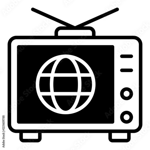 News TV line glyph icon