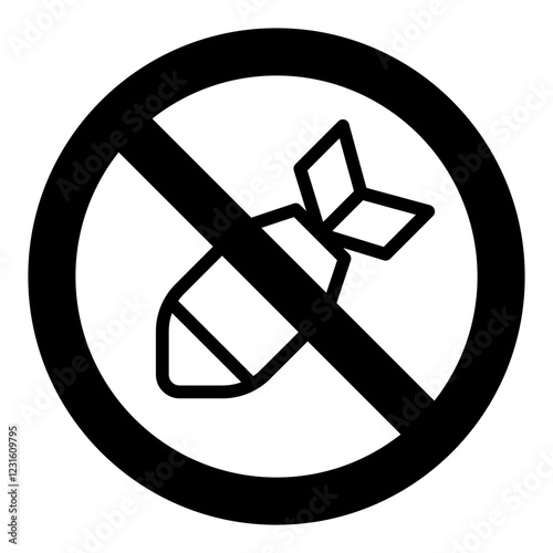 No War line glyph icon