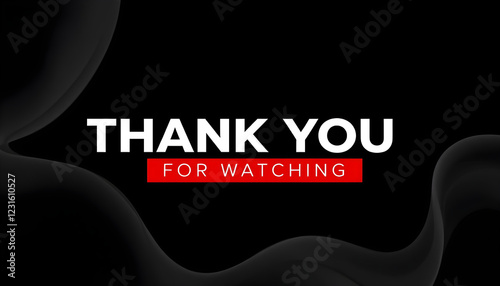 Minimalistic end screen design featuring a dark background with large white text reads 'THANK YOU' with a red bar containing the text 'FOR WATCHING' in white, creating a professional and engaging outr photo