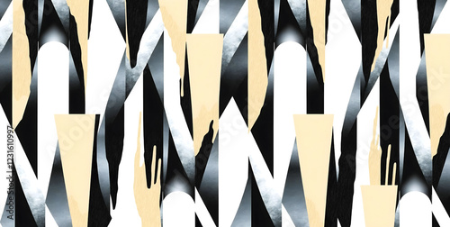 Abstract black and beige pattern with geometric shapes and blurred effect photo