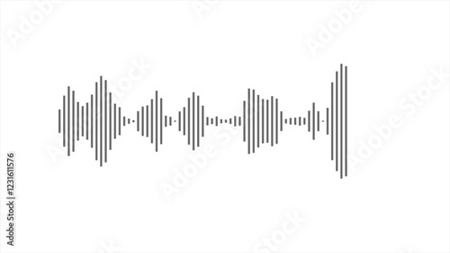 White audio waveform spectrum illustration. Sound wave audio spectrum. Music equalizer, audio waves or sound frequency in lines.