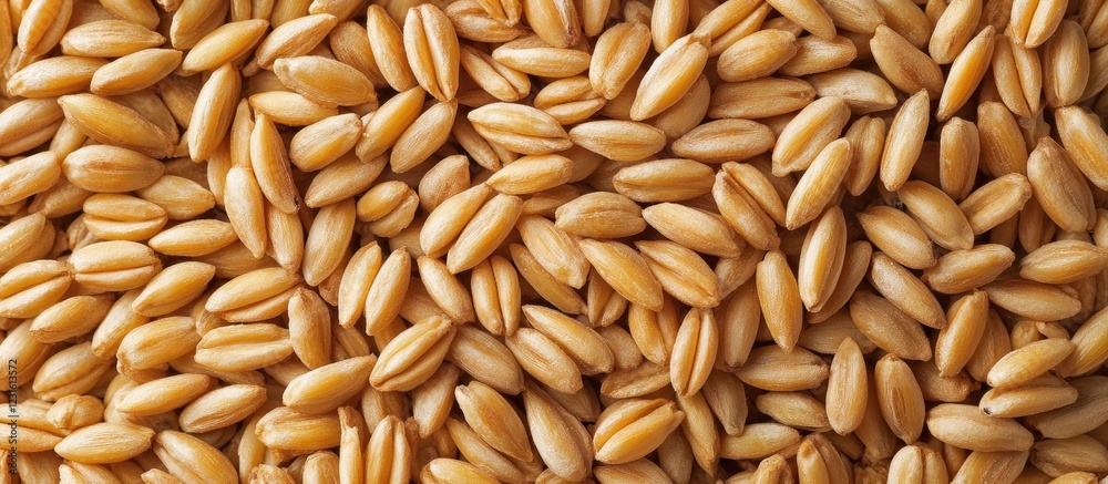 Detailed close-up of soft wheat grains in warm golden tones, showcasing texture and quality, arranged densely with ample copy space above. Detailed close-up of soft wheat grains in warm golden tones, showcasing texture and quality, arranged densely with ample copy space above.