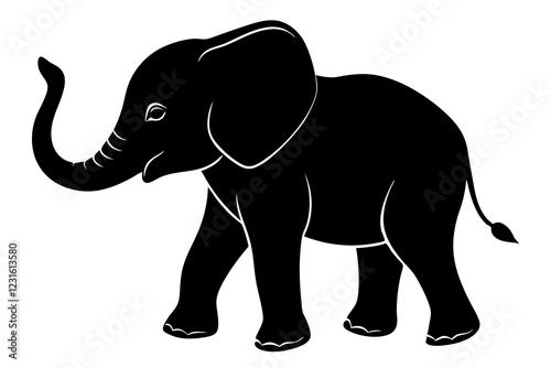 Baby elephant silhouette vector, elephant silhouette