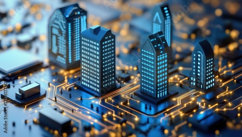 Smart city digital transformation on circuit board
