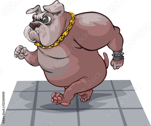 Cartoon image of a bulldog, with a frowning expression.