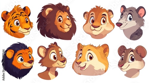 Adorable cartoon animal heads; perfect for children's books