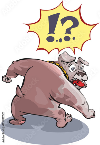 Cartoon image of a bulldog, with a shocked expression.