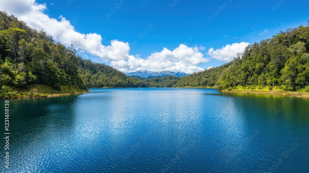 World water day with conservation and supply idea. Tranquil lake surrounded by vibrant green forests and mountains. World water day with conservation and supply idea. Tranquil lake surrounded by vibrant green forests and mountains.