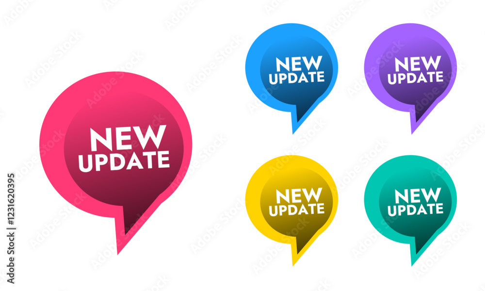 new update banner set of vector stickers in different color options vector design new update banner set of vector stickers in different color options vector design