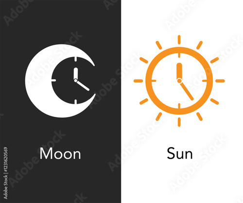 Sun And Moon Time Icon stock illustration