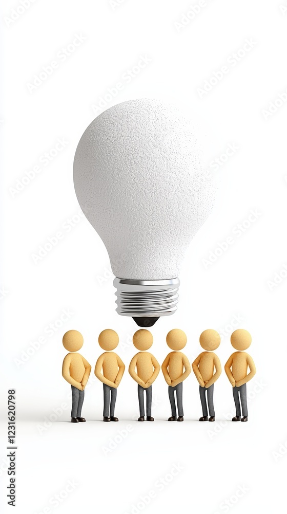 A creative representation of teamwork and innovative ideas, featuring stylized figures standing beneath a large light bulb. A creative representation of teamwork and innovative ideas, featuring stylized figures standing beneath a large light bulb.