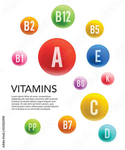 Multi Vitamin complex icons stock illustration