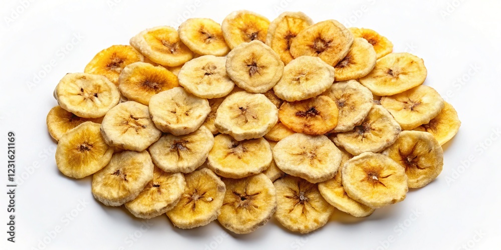 Dried Banana Slices Isolated On White Background Dried Banana Slices Isolated On White Background