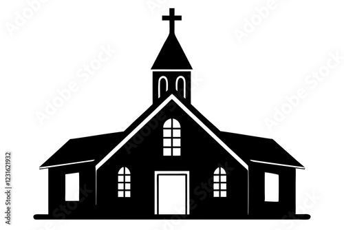 Christian church icon, Christian church with cross vector, Church house vector silhouette, 