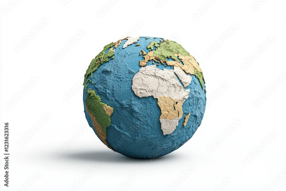 Fototapeta premium A detailed globe showcasing continents and oceans, perfect for educational and geographical themes.
