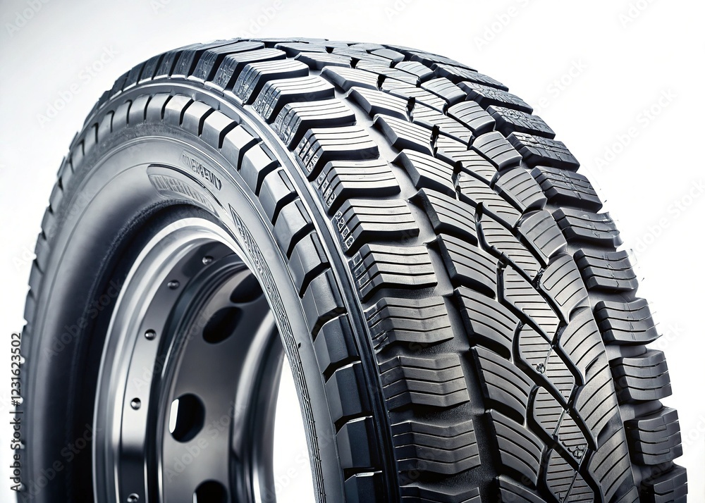 Industrial Tire Steel Wheel on White Background Industrial Tire Steel Wheel on White Background