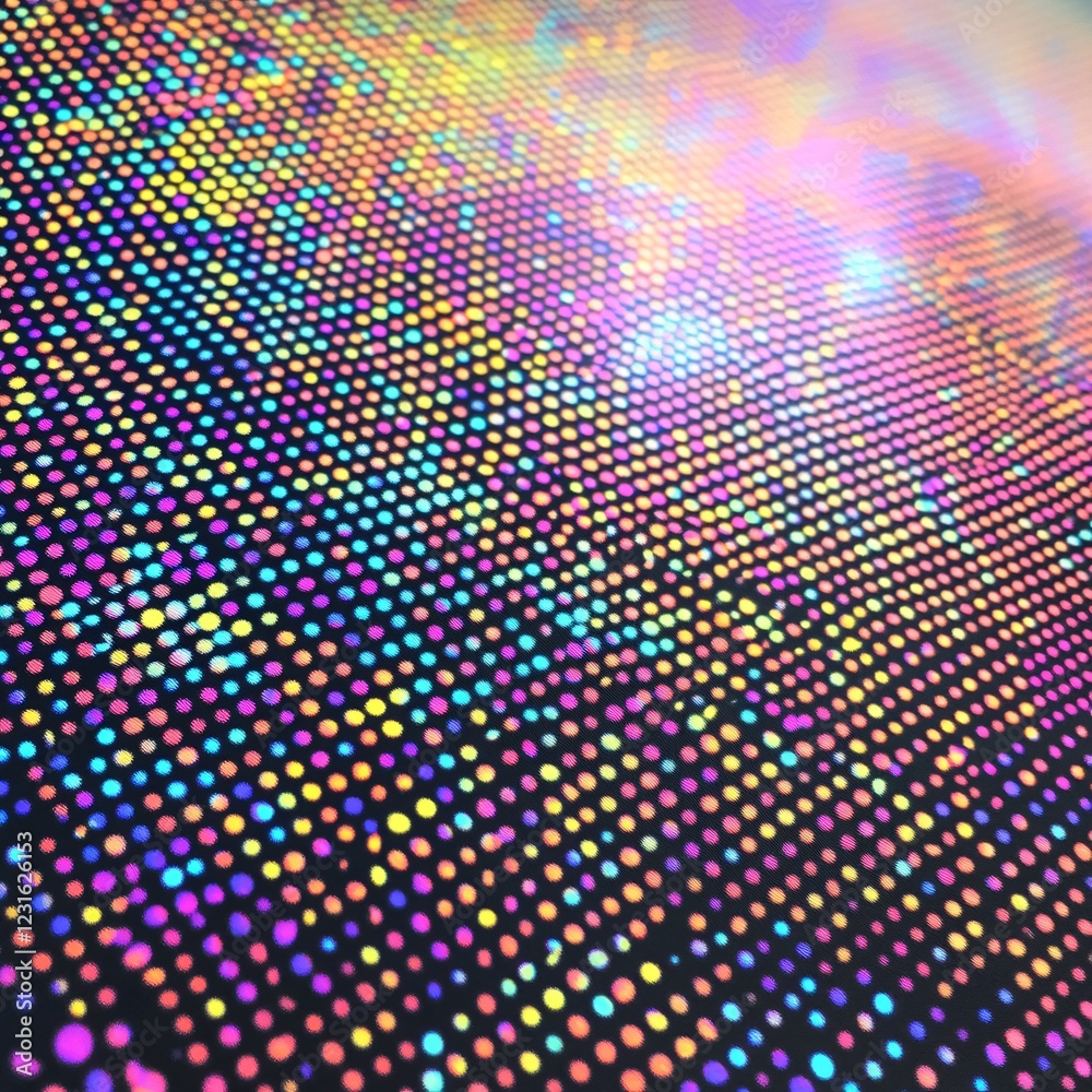 Obraz premium Vibrant Pattern of Tiny Metallic Glowing Dots on Dark Background